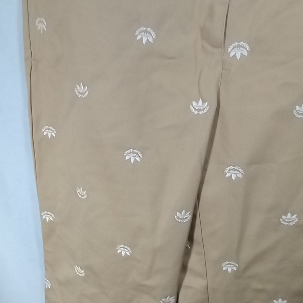 adidas Beige Straight-Leg Pants with White Trefoil Embroidery - Picture 6 of 7